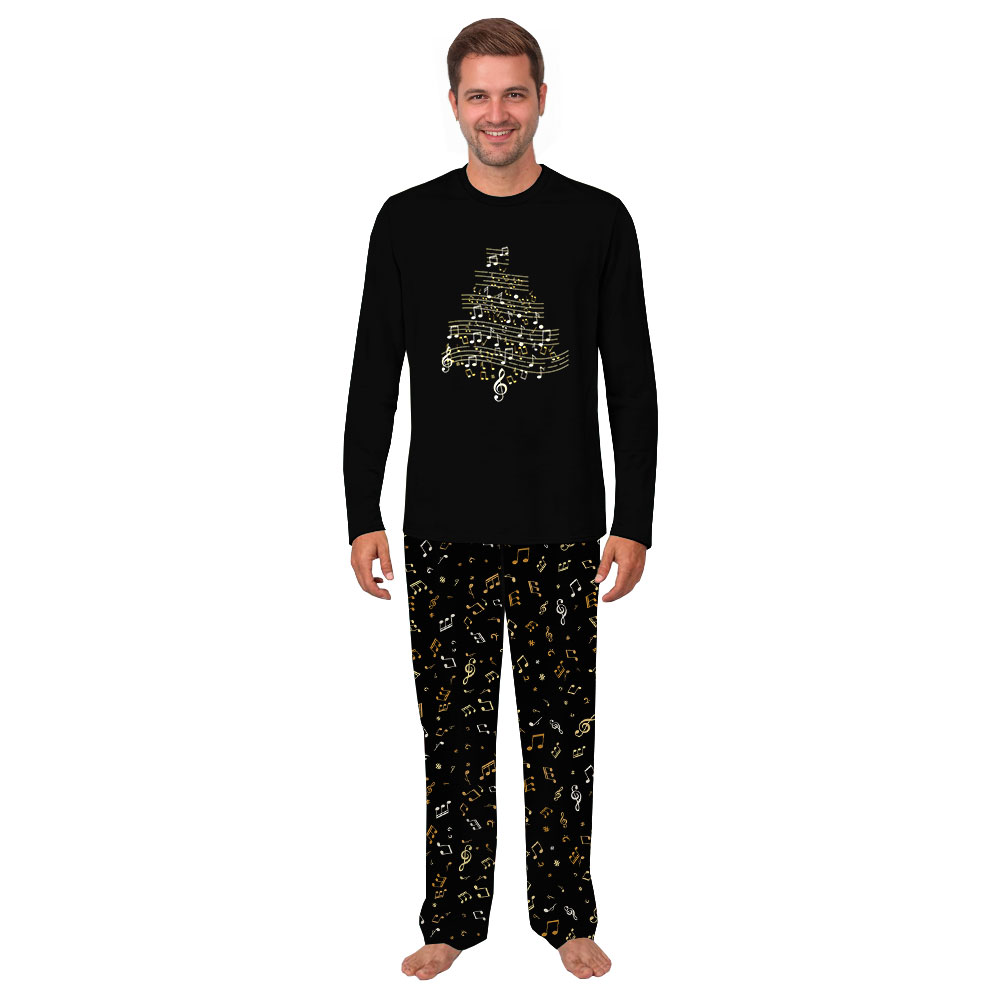 Christmas Music Note Pajamas Top And Pants Black Christmas Music Note Pajamas Top And Pants Black