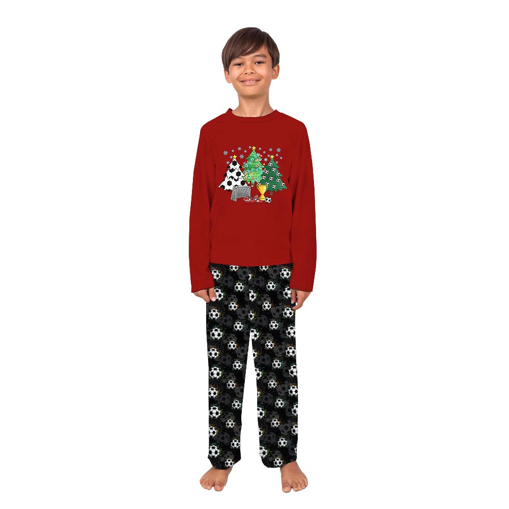 Soccer Christmas Tree Family Matching Pajamas With Dog Soccer Christmas Tree Family Matching Pajamas With Dog