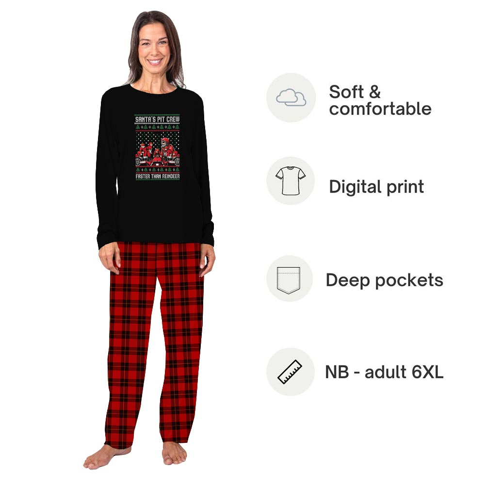 Santa Christmas Race Crew Pit Matching Dog And Owner Holiday Pajamas Santa Christmas Race Crew Pit Matching Dog And Owner Holiday Pajamas