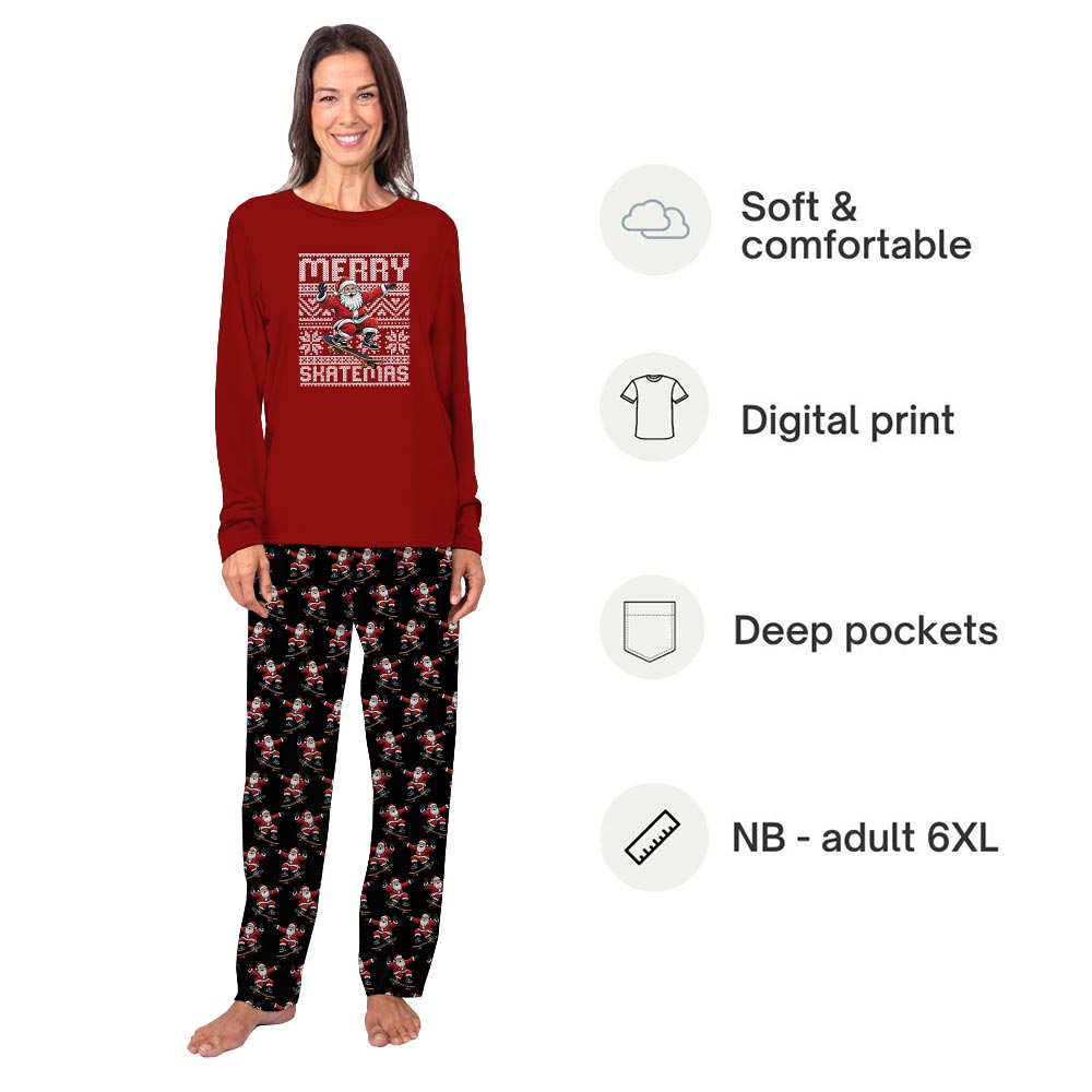 Merry Skatemas Ugly Christmas Matching Dog And Owner Holiday Pajamas