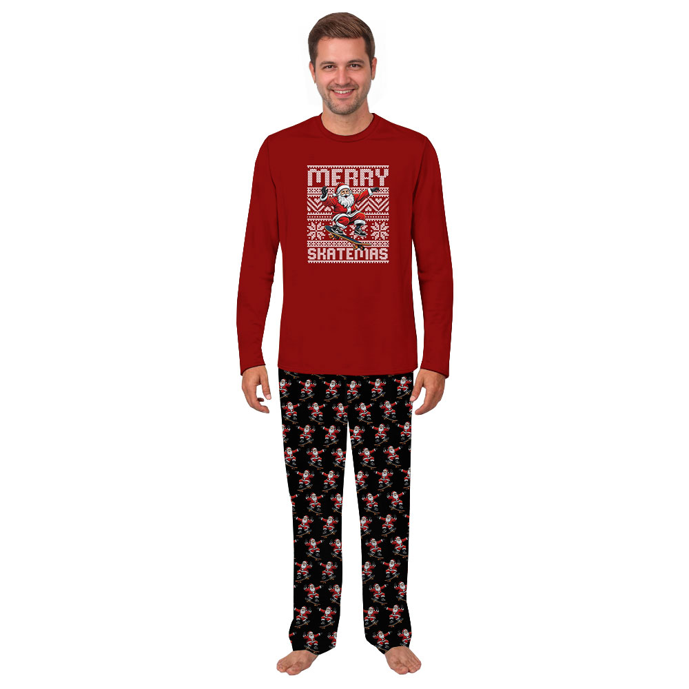 Merry Skatemas Ugly Christmas Matching Dog And Owner Holiday Pajamas