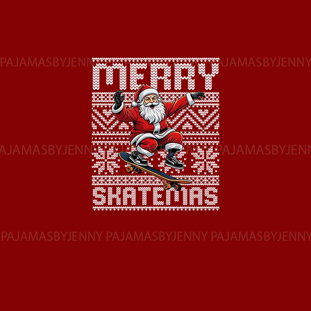 Merry Skatemas Ugly Christmas Matching Dog And Owner Holiday Pajamas
