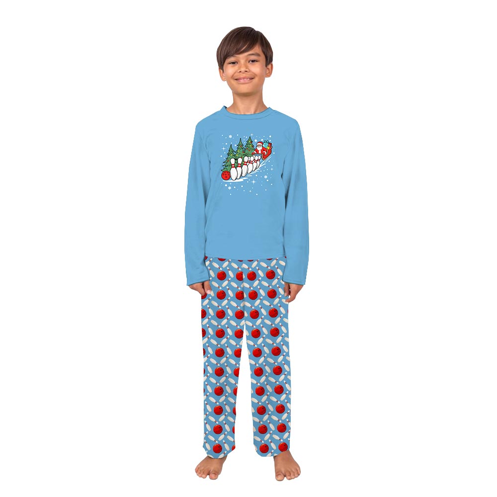 Santa Bowling Family Matching Pajamas With Dog Santa Bowling Family Matching Pajamas With Dog