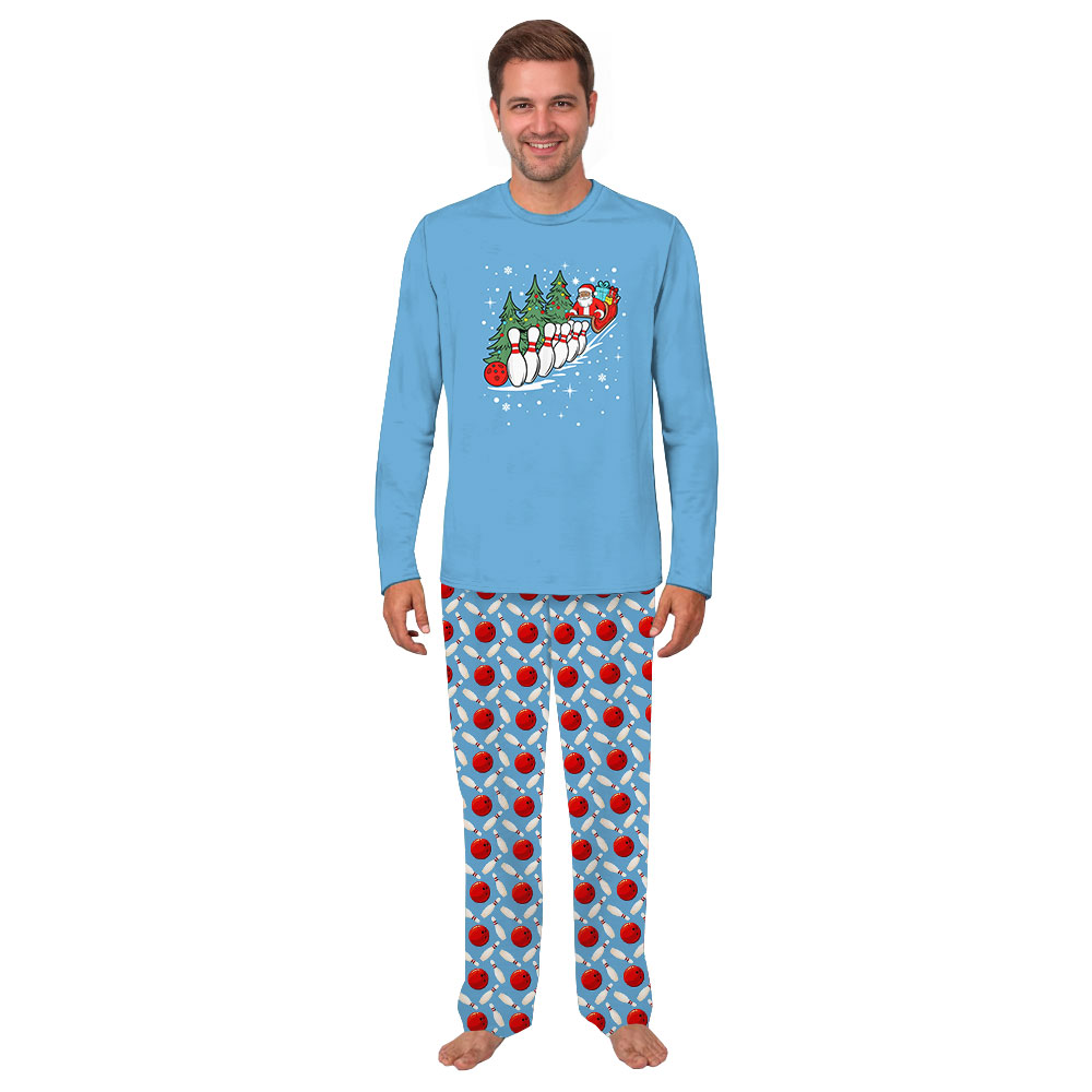 Santa Bowling Family Matching Pajamas With Dog Santa Bowling Family Matching Pajamas With Dog