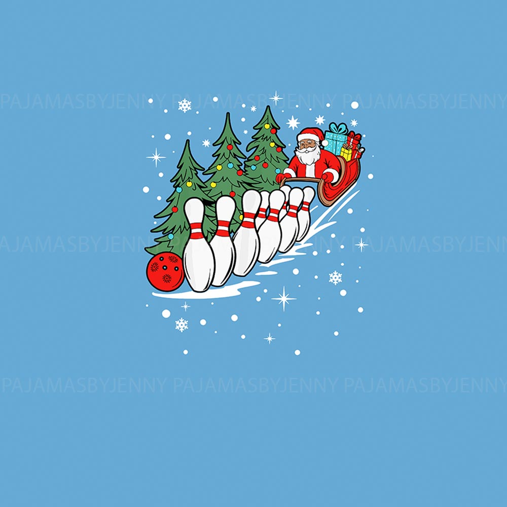 Santa Bowling Family Matching Pajamas With Dog Santa Bowling Family Matching Pajamas With Dog