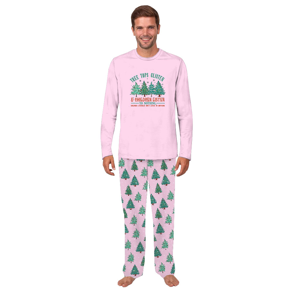 Funny Pink Theme Christmas Tree Pajama Sets Matching Family Funny Pink Theme Christmas Tree Pajama Sets Matching Family