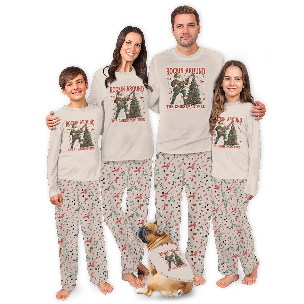 Festive Christmas Guitar Pajamas For Men Women Festive Christmas Guitar Pajamas For Men Women