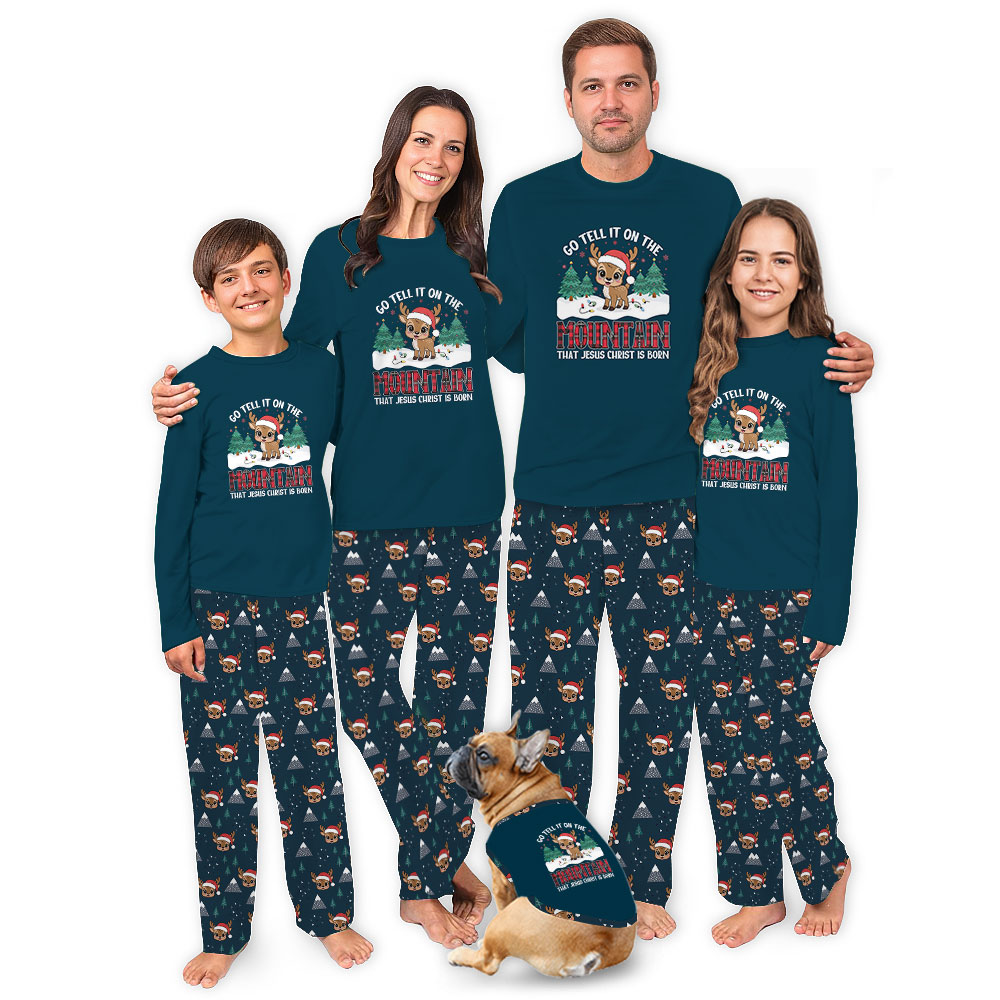 Festive Mountain Reindeer Family Matching Pajamas For Christmas Festive Mountain Reindeer Family Matching Pajamas For Christmas