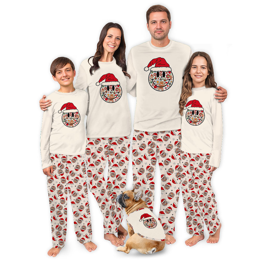 Happy Face Retro Christmas Pajamas For Family Happy Face Retro Christmas Pajamas For Family