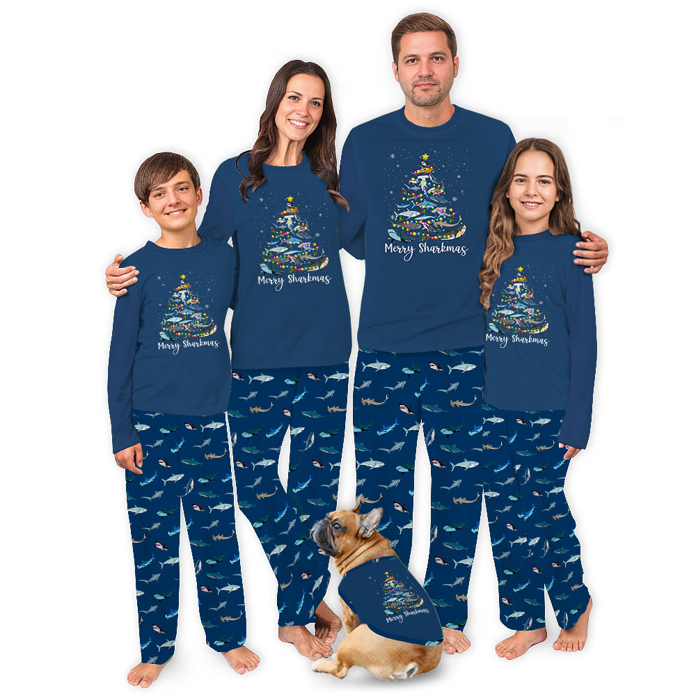 Festive Merry Sharkmas Shark Christmas Pajamas