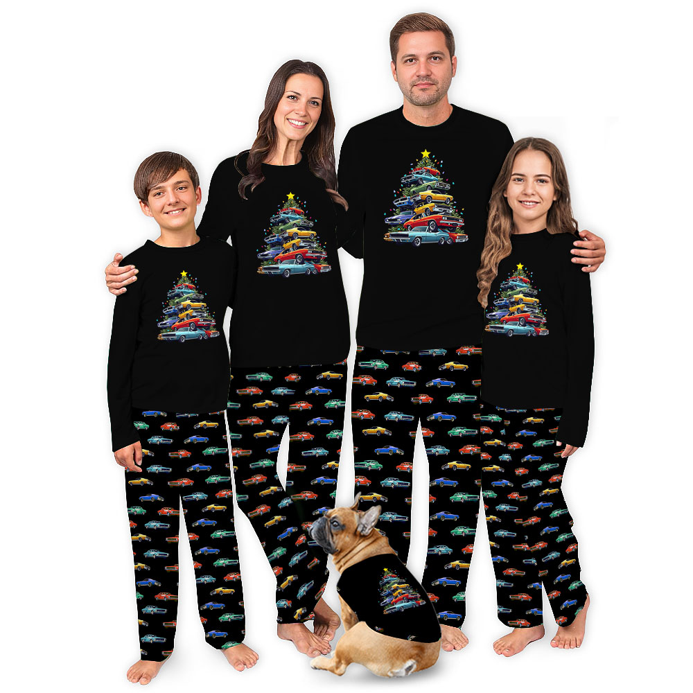 Festive Race Car Christmas Pajamas For Adults And Kids Festive Race Car Christmas Pajamas For Adults And Kids