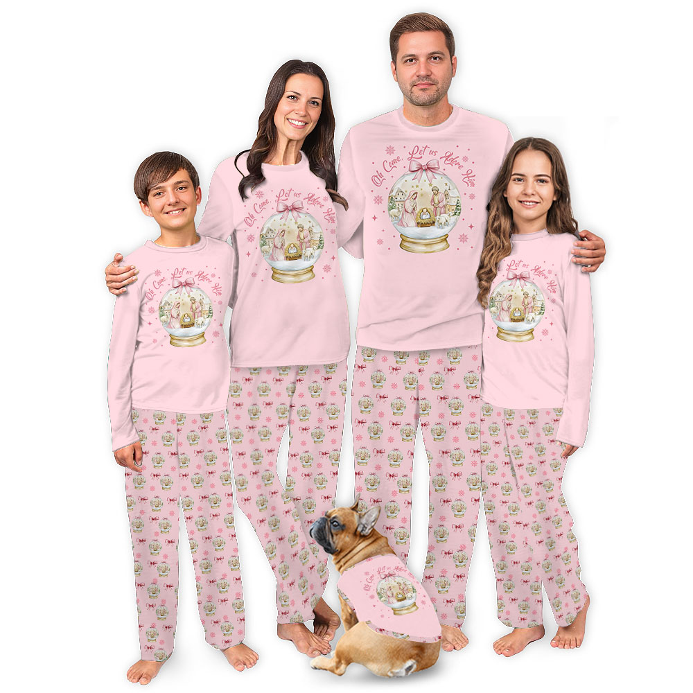 Family Matching Pajamas For Christmas Sayings Let Us Adore Him Family Matching Pajamas For Christmas Sayings Let Us Adore Him