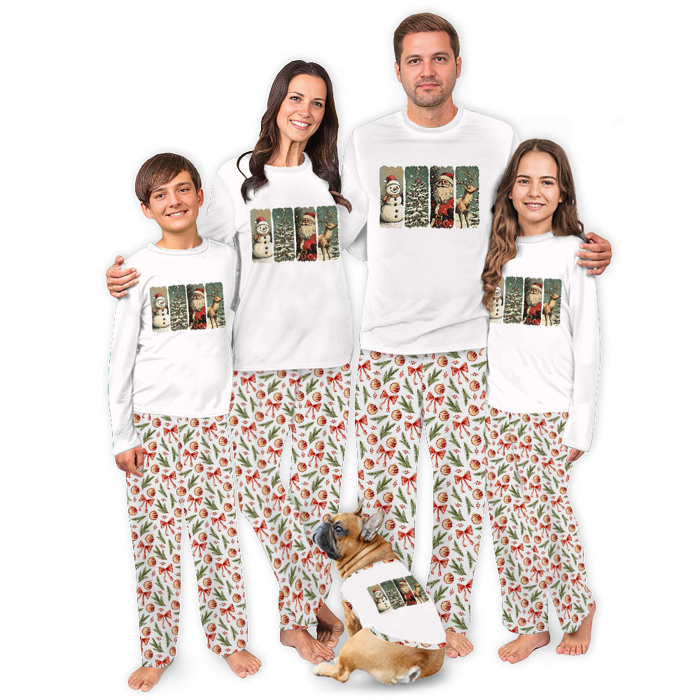 Retro Santa Claus Matching Dog And Owner Holiday Pajamas Retro Santa Claus Matching Dog And Owner Holiday Pajamas