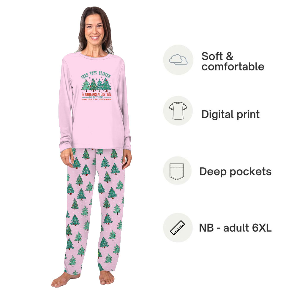 Funny Pink Theme Christmas Tree Pajama Sets Matching Family Funny Pink Theme Christmas Tree Pajama Sets Matching Family