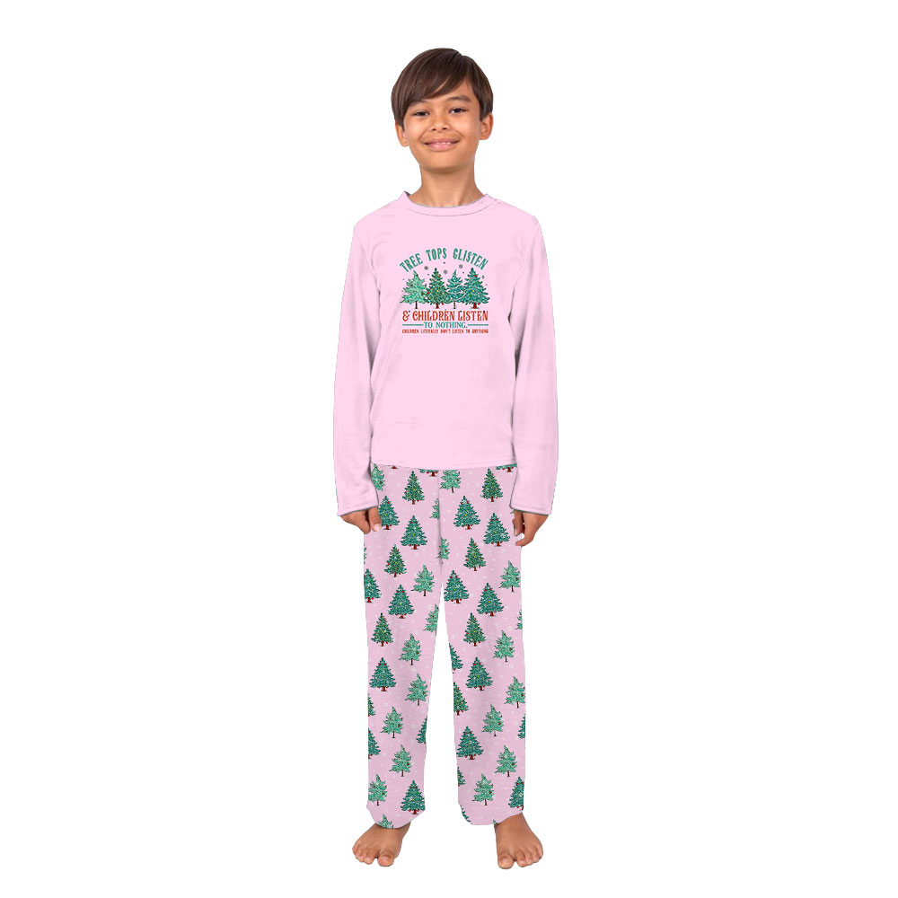 Funny Pink Theme Christmas Tree Pajama Sets Matching Family Funny Pink Theme Christmas Tree Pajama Sets Matching Family