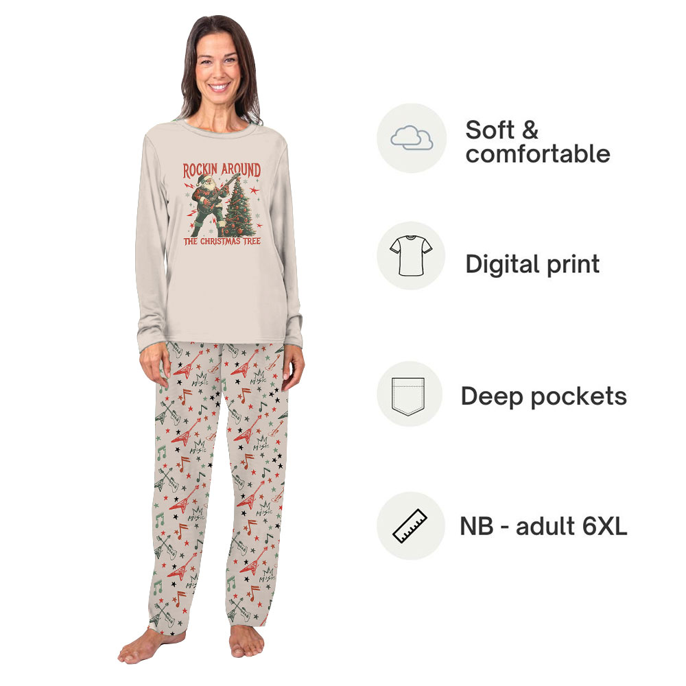 Festive Christmas Guitar Pajamas For Men Women Festive Christmas Guitar Pajamas For Men Women