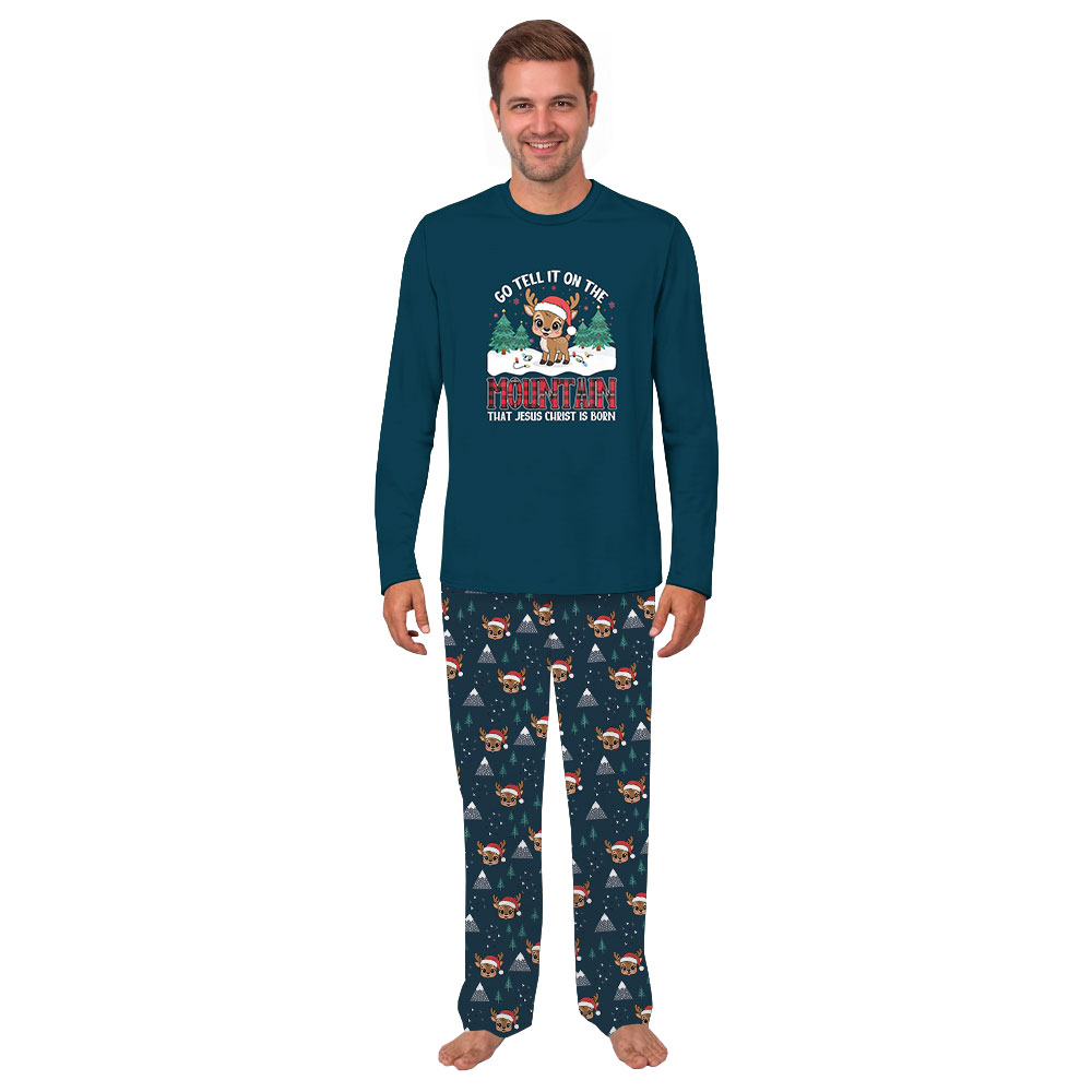 Festive Mountain Reindeer Family Matching Pajamas For Christmas Festive Mountain Reindeer Family Matching Pajamas For Christmas