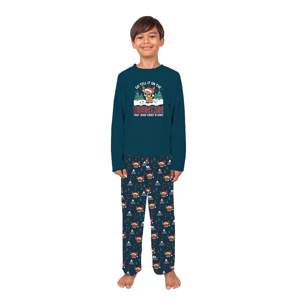 Festive Mountain Reindeer Family Matching Pajamas For Christmas Festive Mountain Reindeer Family Matching Pajamas For Christmas