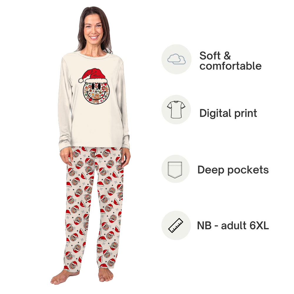 Happy Face Retro Christmas Pajamas For Family Happy Face Retro Christmas Pajamas For Family