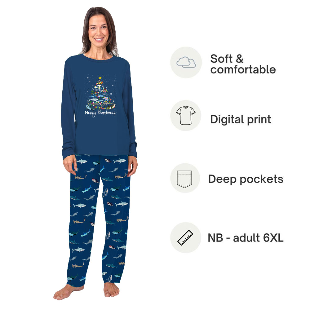 Festive Merry Sharkmas Shark Christmas Pajamas