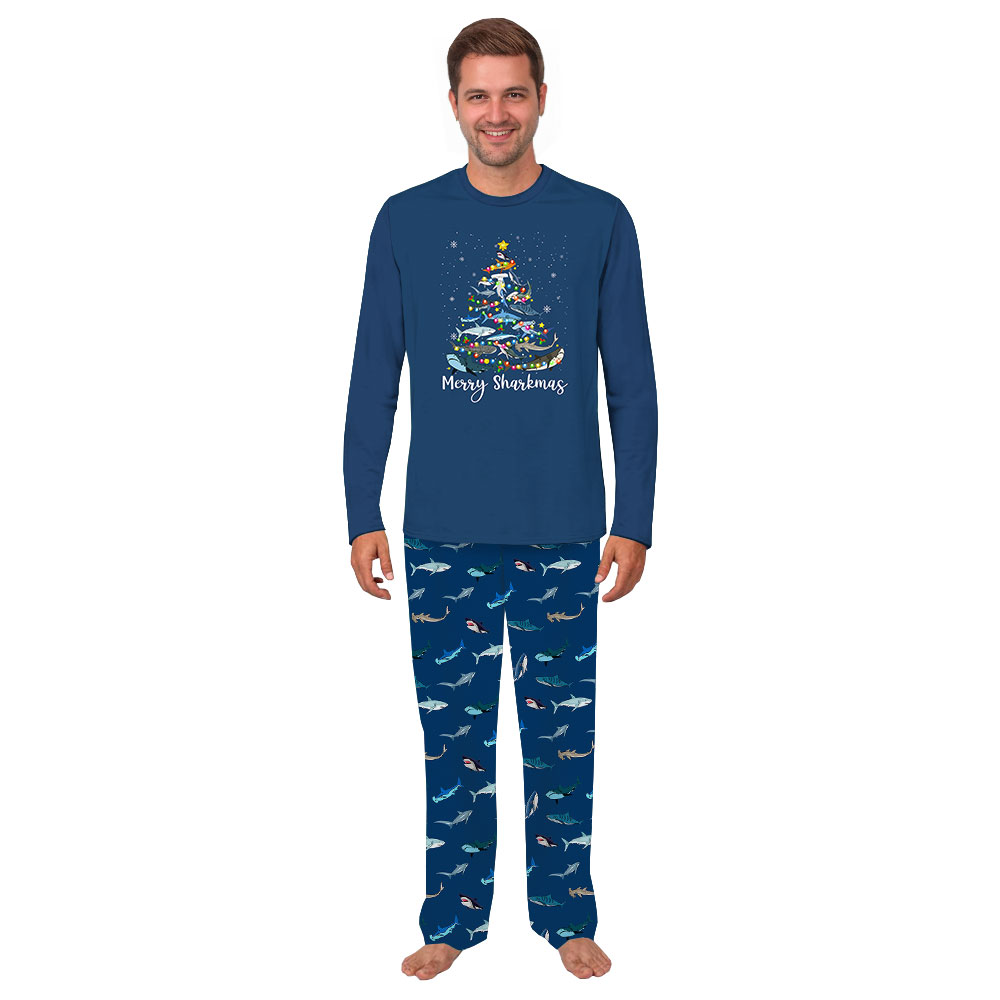 Festive Merry Sharkmas Shark Christmas Pajamas