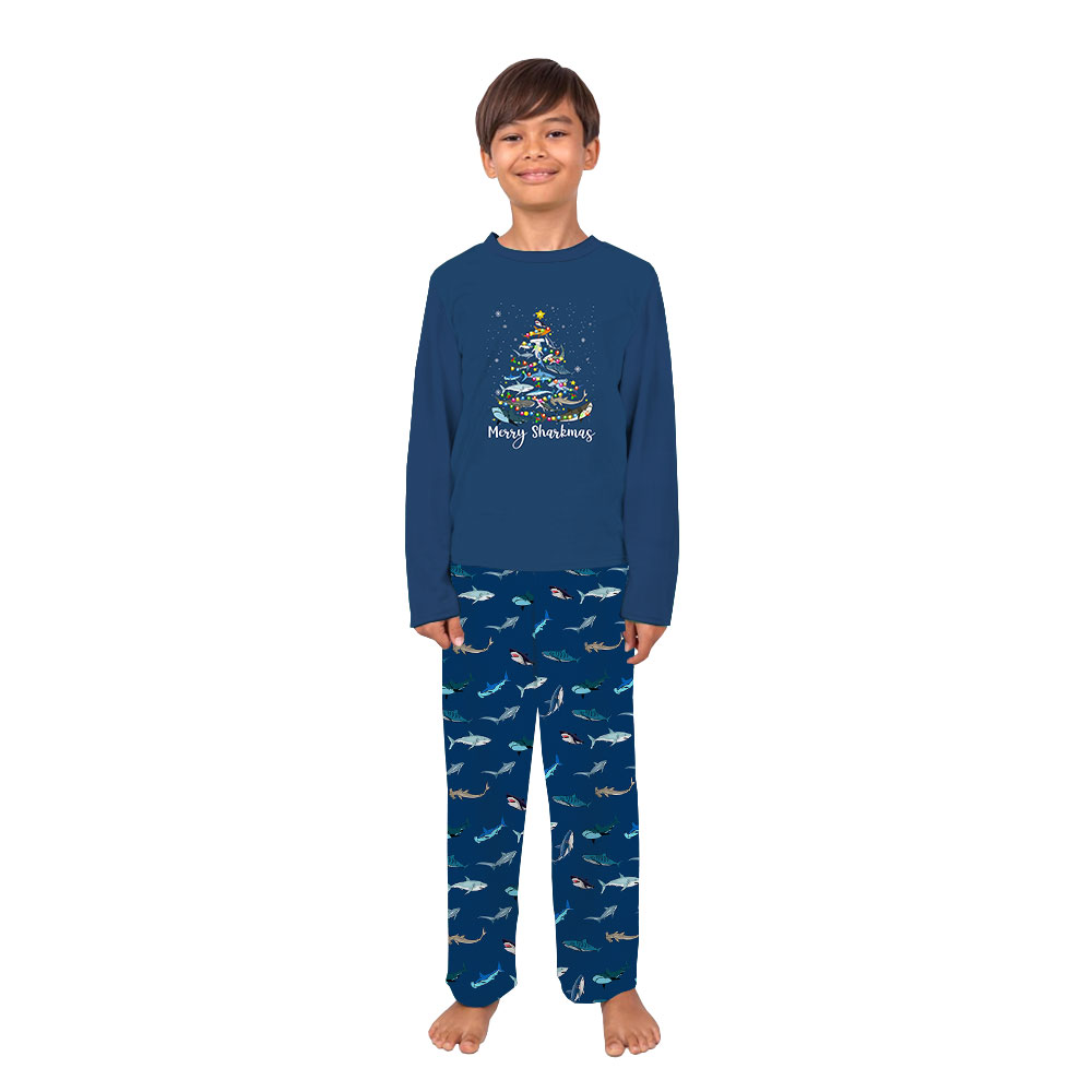 Festive Merry Sharkmas Shark Christmas Pajamas