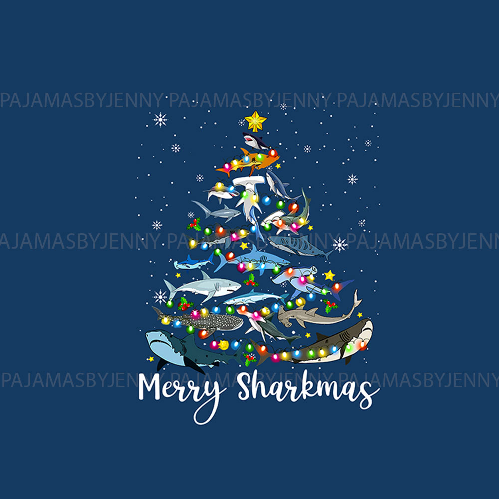 Festive Merry Sharkmas Shark Christmas Pajamas