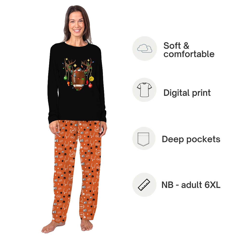 Football Themed Matching Dog And Owner Holiday Pajamas