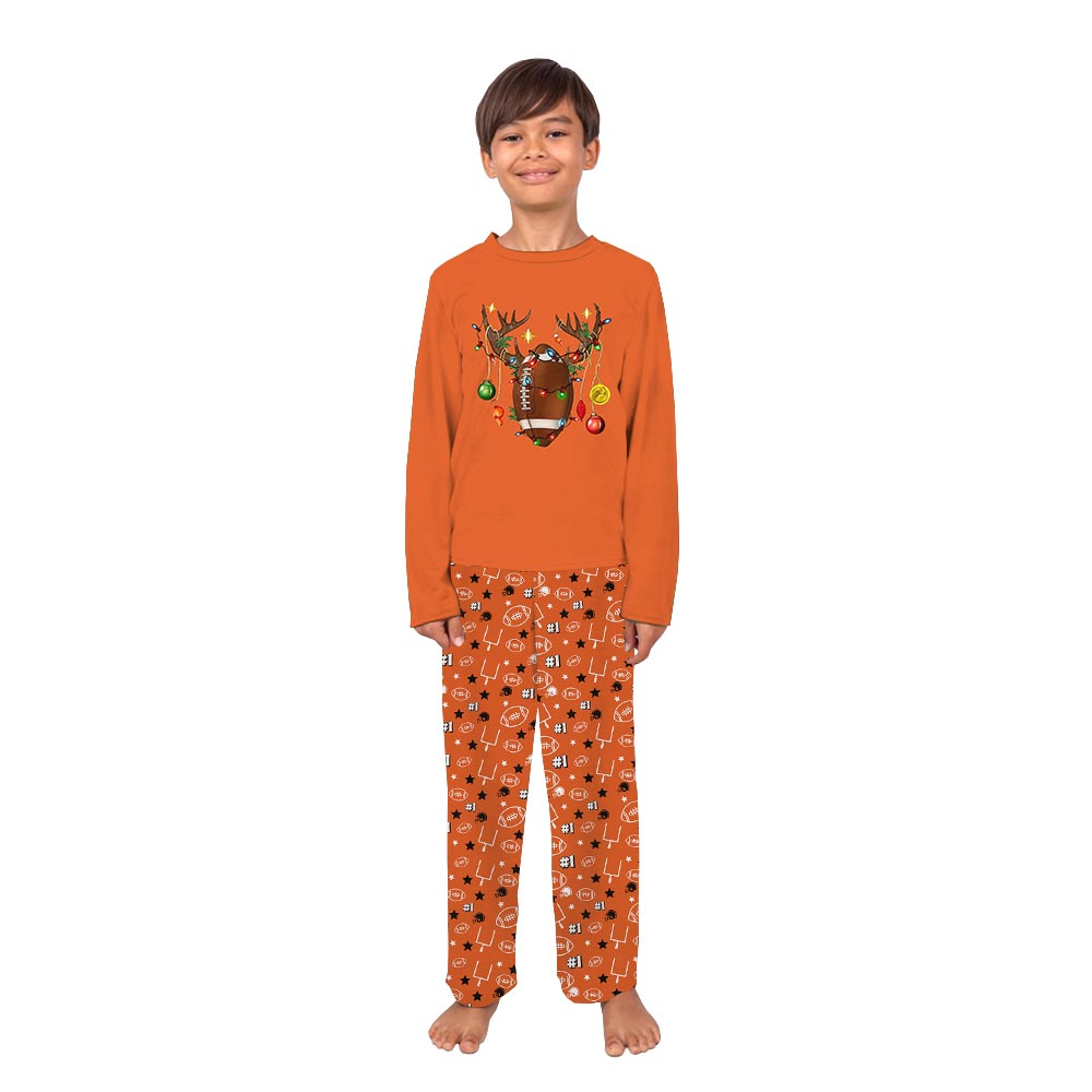 Matching American Football Christmas Pajamas Sets Orange Matching American Football Christmas Pajamas Sets Orange
