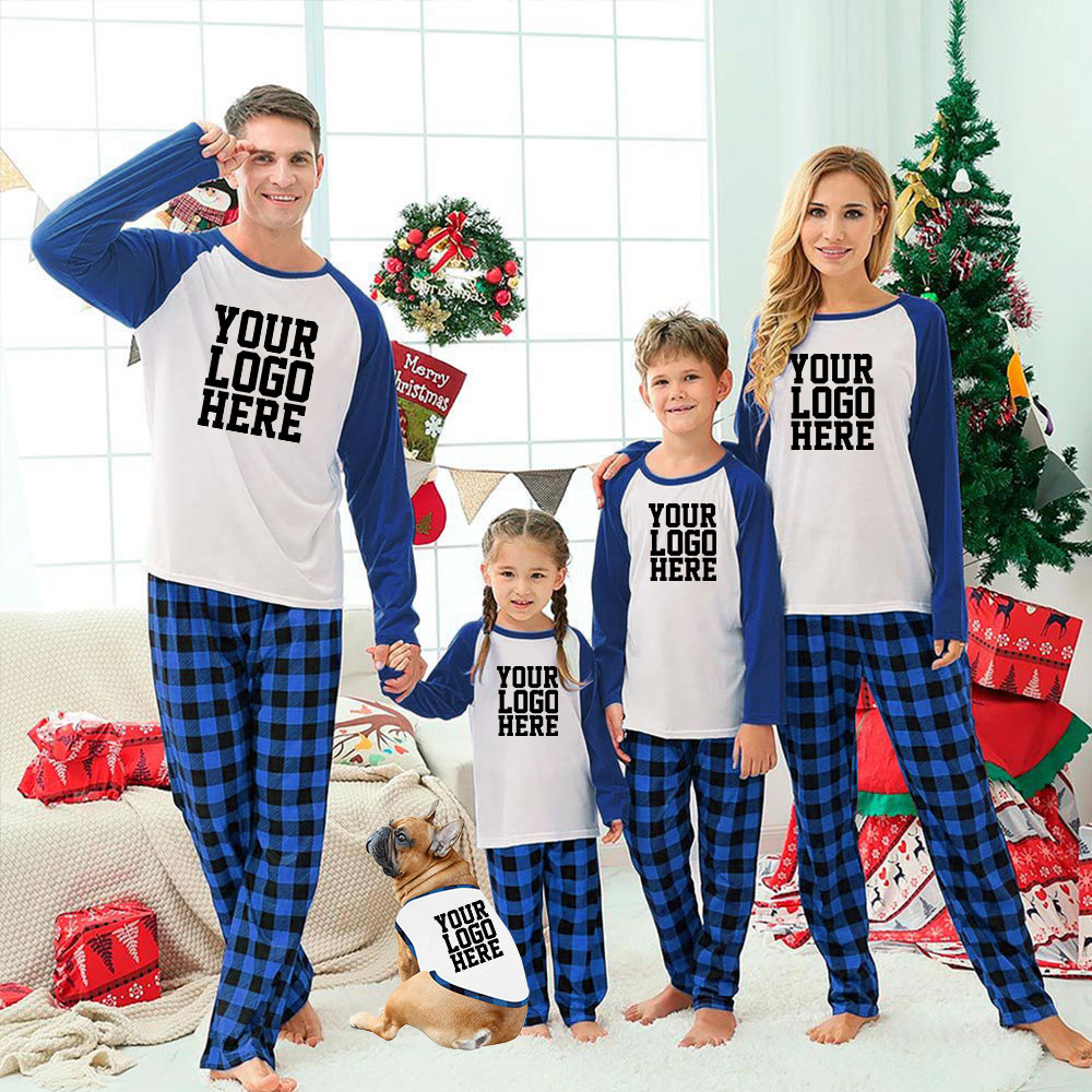 [6 Color Options] Custom Your Own Logo Matching Family Christmas Pajamas