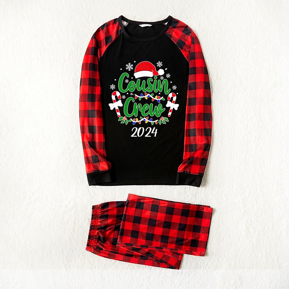 Cousin Crew 2024 Matching Dog And Owner Holiday Pajamas Black Red Cousin Crew 2024 Matching Dog And Owner Holiday Pajamas Black Red