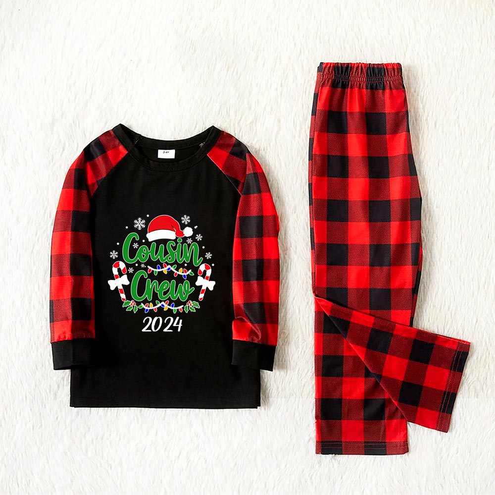 Cousin Crew 2024 Matching Dog And Owner Holiday Pajamas Black Red Cousin Crew 2024 Matching Dog And Owner Holiday Pajamas Black Red
