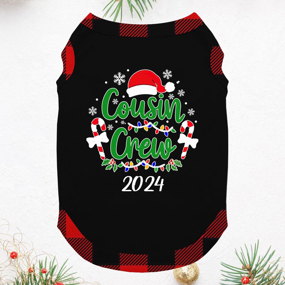 Cousin Crew 2024 Matching Dog And Owner Holiday Pajamas Black Red Cousin Crew 2024 Matching Dog And Owner Holiday Pajamas Black Red