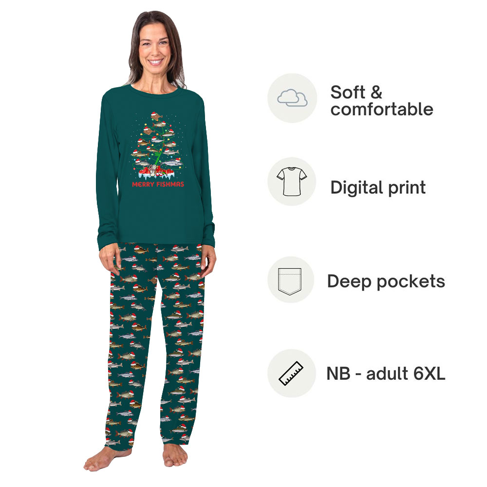 Merry Fishmas Pajamas For Christmas With Fish Print Merry Fishmas Pajamas For Christmas With Fish Print