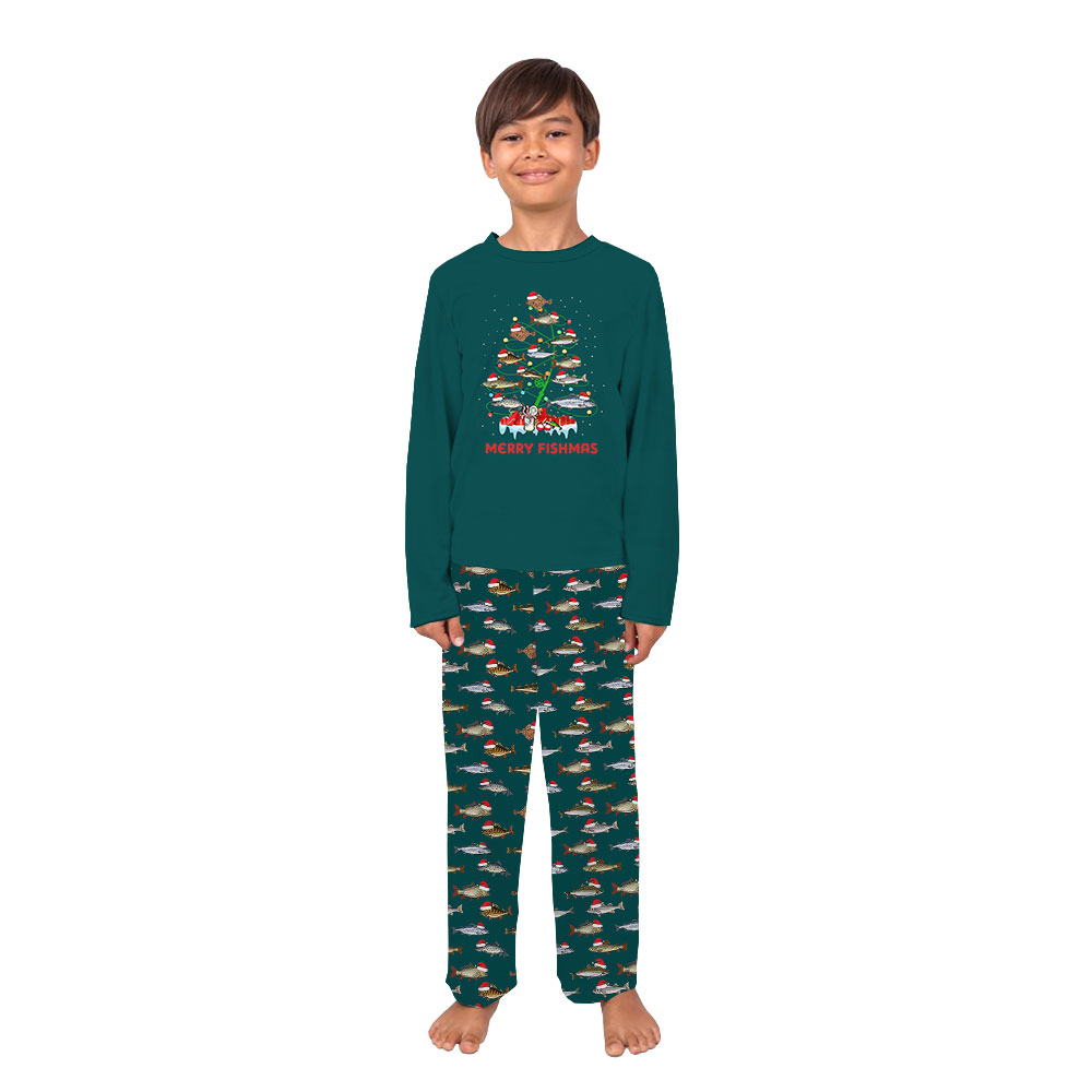 Merry Fishmas Pajamas For Christmas With Fish Print Merry Fishmas Pajamas For Christmas With Fish Print