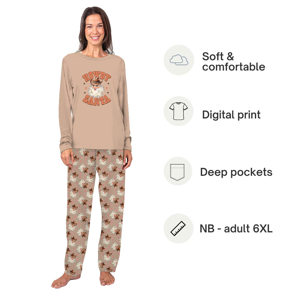 Howdy Cowboy Santa Christmas Pajamas For Family Howdy Cowboy Santa Christmas Pajamas For Family
