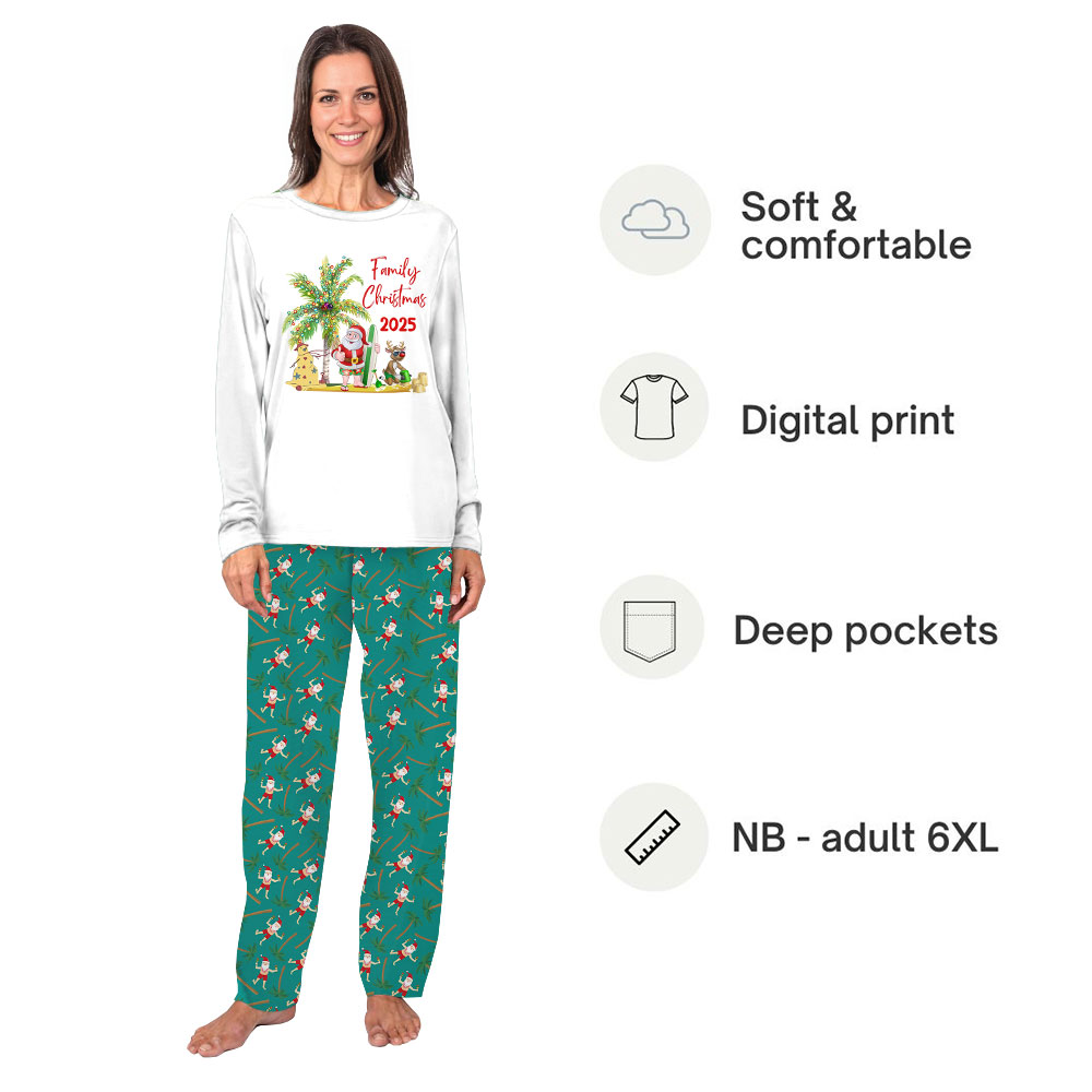 Unique Santa Beach Palm Tree Christmas Pajamas For Family