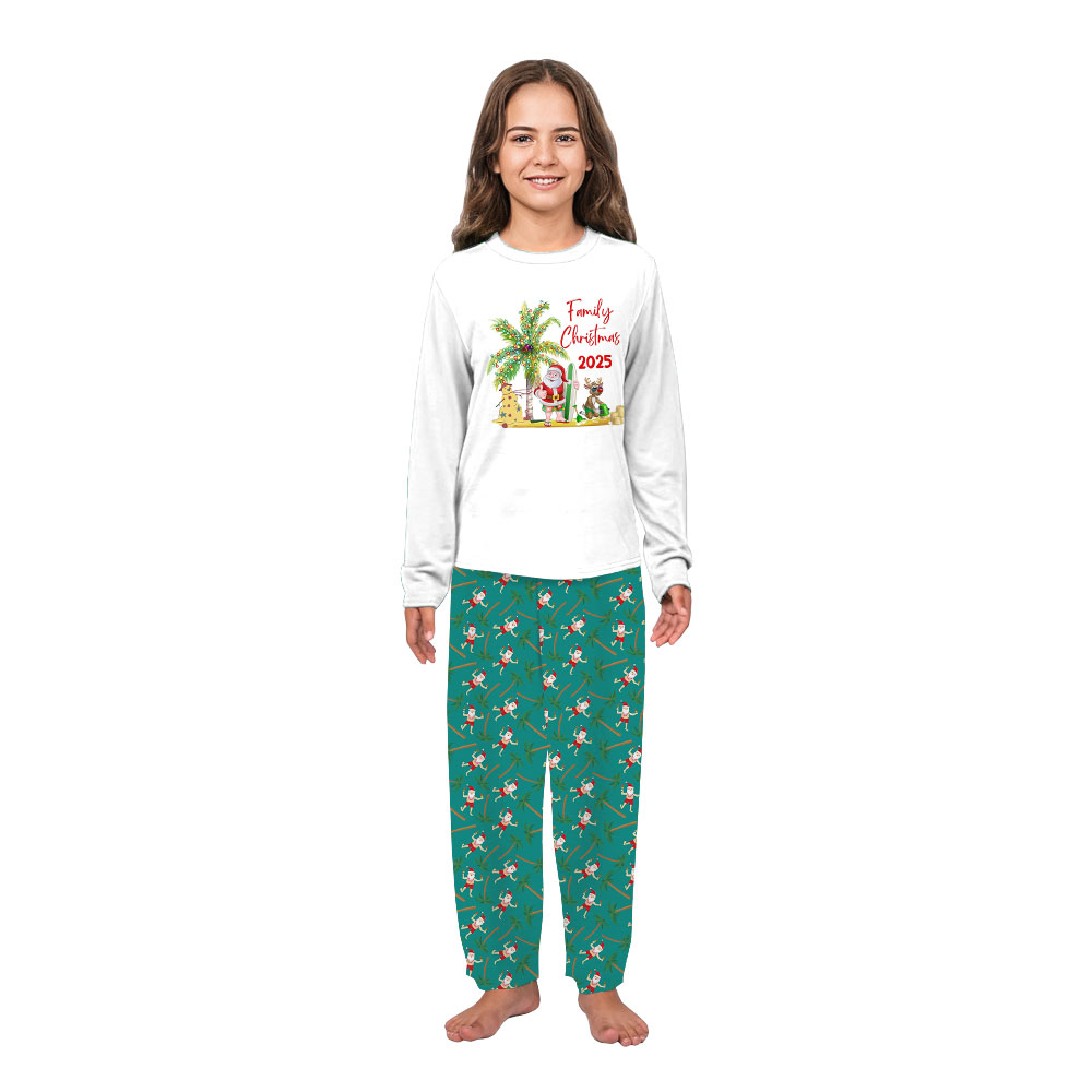 Unique Santa Beach Palm Tree Christmas Pajamas For Family