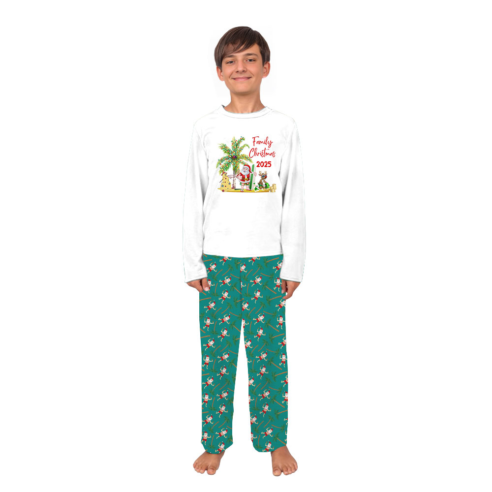 Unique Santa Beach Palm Tree Christmas Pajamas For Family