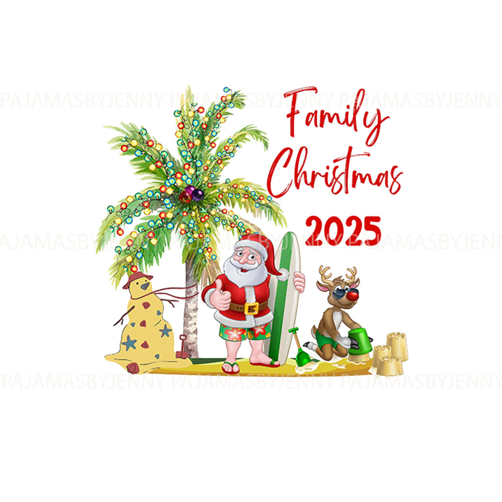 Unique Santa Beach Palm Tree Christmas Pajamas For Family