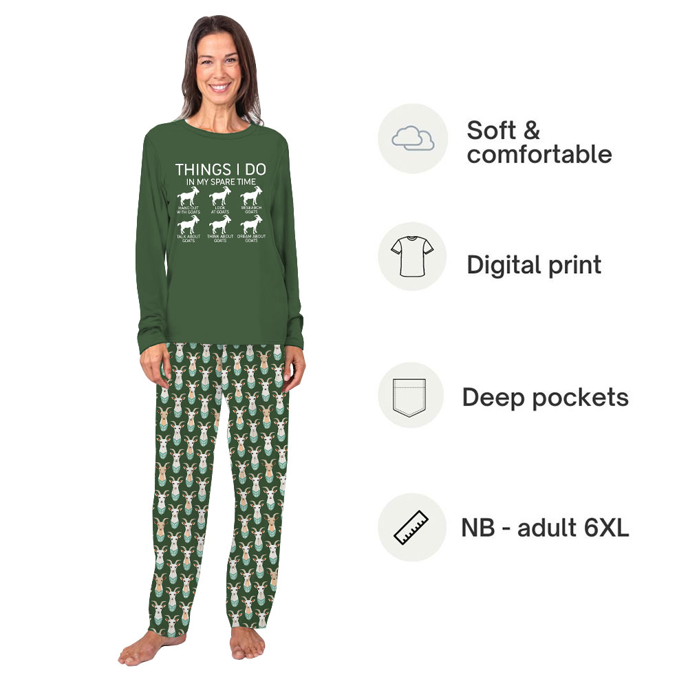 Funny Goat Pajamas Saying Things I Do In My Spare Time