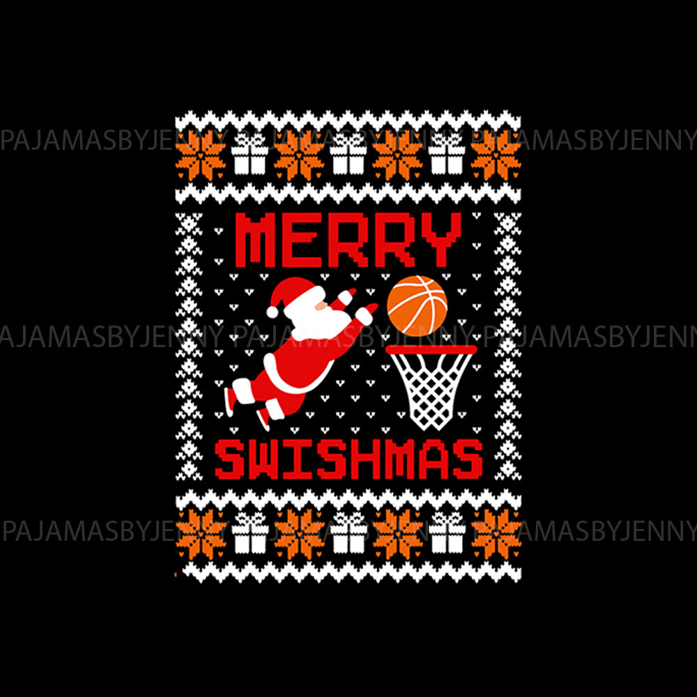 Merry Swishmas Santa Basketball Player Christmas Pajamas Merry Swishmas Santa Basketball Player Christmas Pajamas