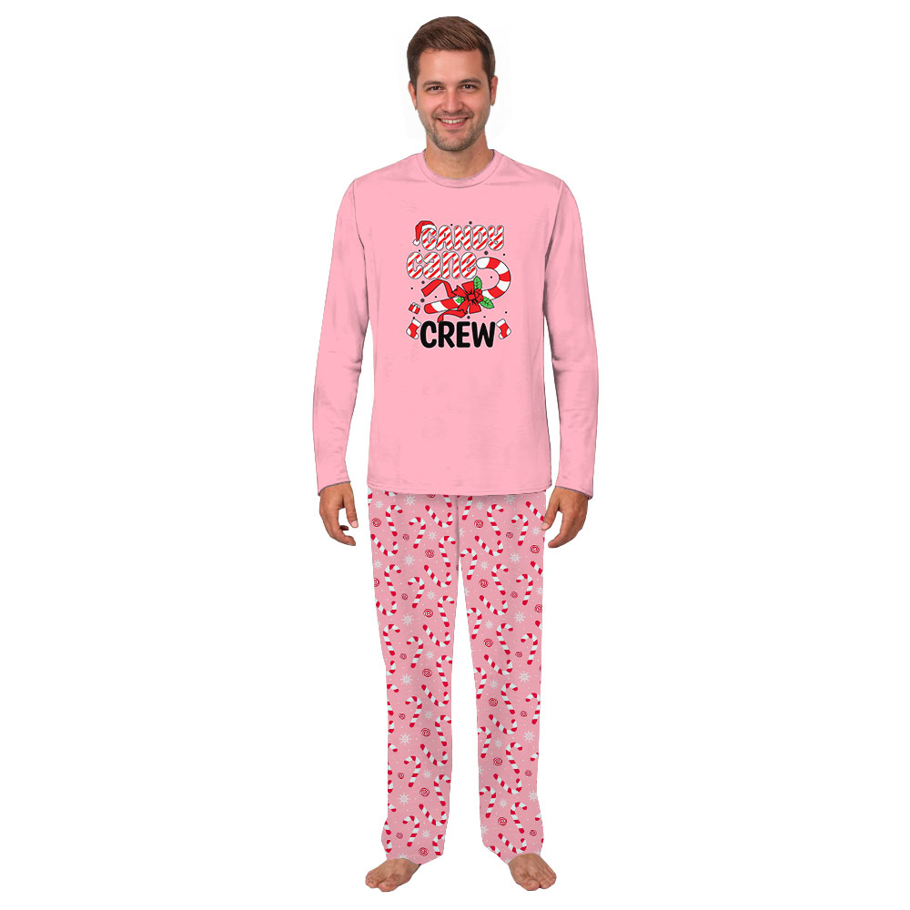 Pink Candy Cane Crew Christmas Pajamas For Family Pink Candy Cane Crew Christmas Pajamas For Family