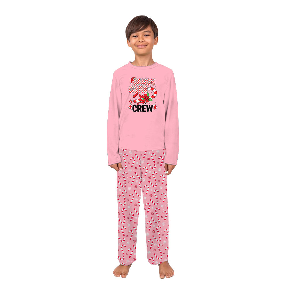 Pink Candy Cane Crew Christmas Pajamas For Family Pink Candy Cane Crew Christmas Pajamas For Family
