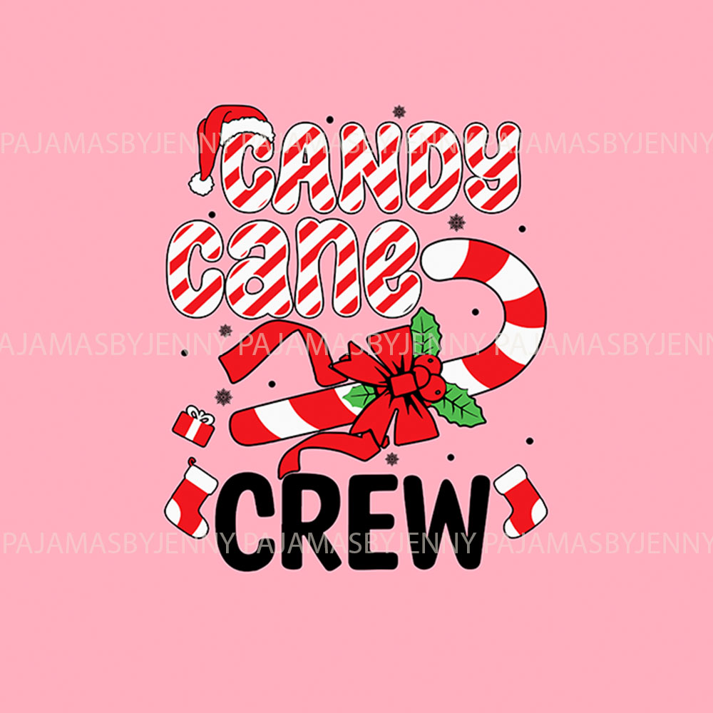 Pink Candy Cane Crew Christmas Pajamas For Family Pink Candy Cane Crew Christmas Pajamas For Family