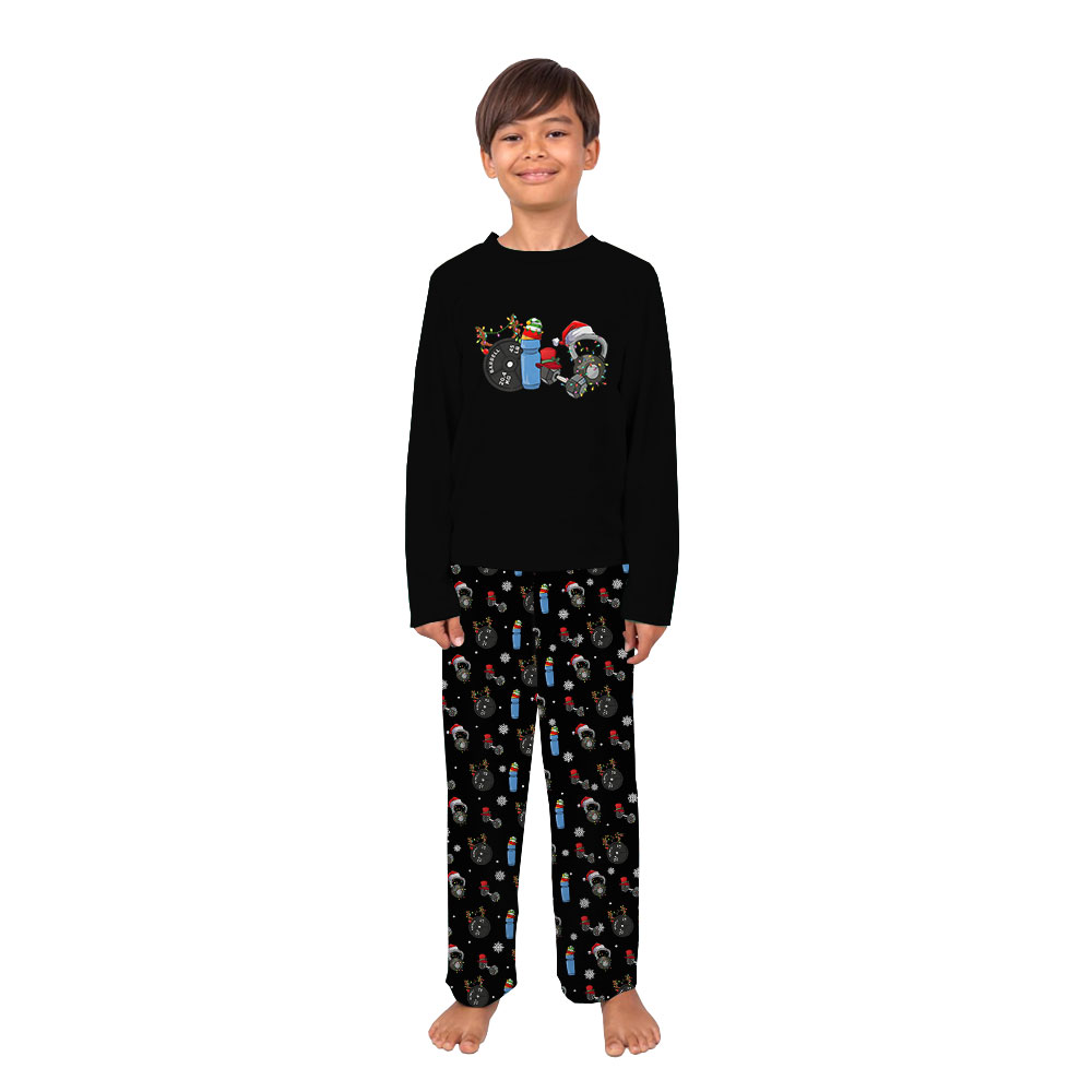 Festive Workout Gymnastics Christmas Pajamas Sets Black Festive Workout Gymnastics Christmas Pajamas Sets Black