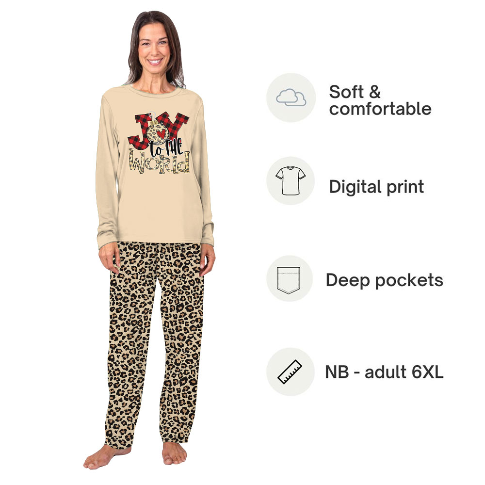Unique Joy To The World Cheetah Print Christmas Pajamas Unique Joy To The World Cheetah Print Christmas Pajamas