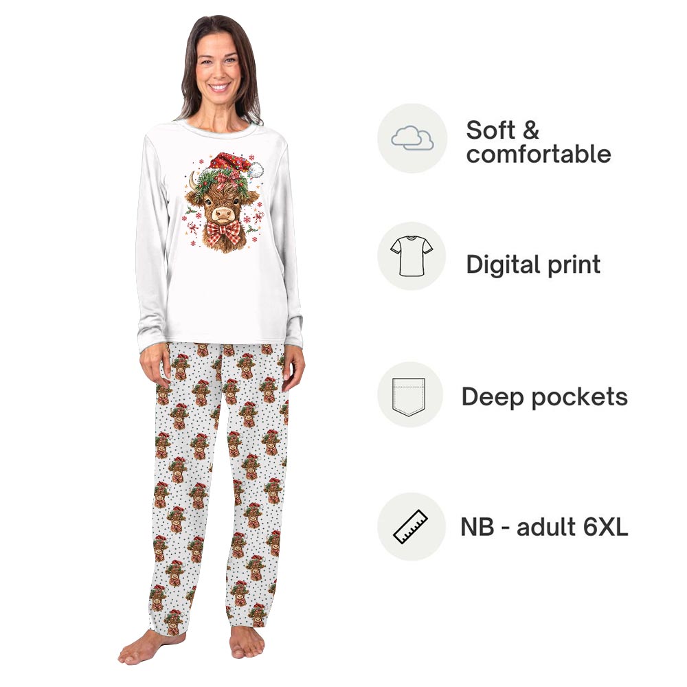 Highland Cow Christmas Pajamas For Adults And Kids Highland Cow Christmas Pajamas For Adults And Kids