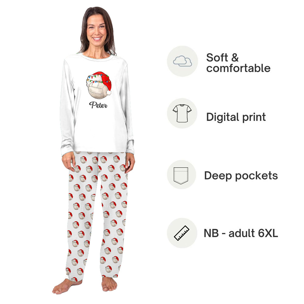 Personalized Volleyball Pajamas Sets For Xmas With Name