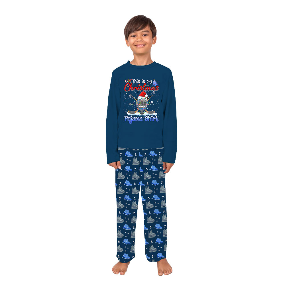 Ice Hockey Christmas Pajama Sets Navy Ice Hockey Christmas Pajama Sets Navy